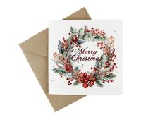 EasyEco Easy Eco Wildflower Merry Christmas Wreath Cards - Eco-Friendly - Pack Of 10