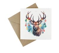 EasyEco Easy Eco Wildflower Reindeer Bauble Christmas Cards - Eco-Friendly And Plantable - Pack Of 10