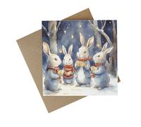 EasyEco Eco-Friendly Christmas Cards - Recycled Card Plastic Free Xmas Greetings Card Gift - Carolling Bunnies - Pack Of 11
