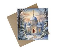EasyEco Eco Friendly Christmas Cards - Recycled Card Plastic Free Xmas Greetings Cards Gift - Religious Church Scene - Pack Of 10