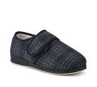 EasyFit Extra-Wide Faux-Fur-Lined Slippers - Navy Multi Size 12