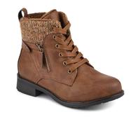 EasyFit Extra-Wide Knitted-Cuff Ankle Boots - Tan Size 8