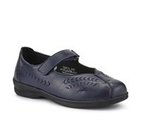 EasyFit Extra-Wide Leather Mary Janes - Navy Size 6