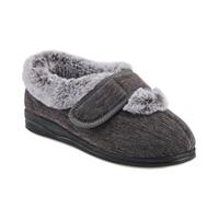 EasyFit Extra Wide Touch Fasten Slippers - Lightweight Cosy and Adjustable Design with Non-Slip Sole - Grey Size 6
