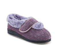 EasyFit Extra Wide Touch Fasten Slippers - Lightweight Cosy and Adjustable Design with Non-Slip Sole - Lavender Size 5