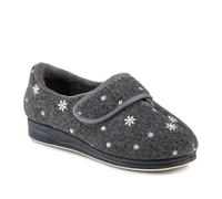 EasyFit Just Step In Extra Wide Adjustable Fasten Slippers - Grey Size 8