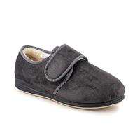 EasyFit Mens Extra-Wide Faux-Fur-Lined Slippers Grey Size 11