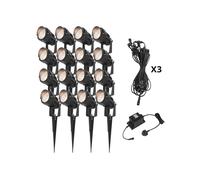 EasyFit Palm 12v Set Of 16 Garden LED Spotlight Kit In Black Finish
