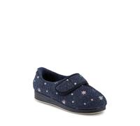 Easyfit Women's Just Step In Extra Wide Adjustable Fasten Slippers in Navy | Size: 6 Easyfit Navy 6