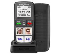 Easyfone Prime-T6 4G SIM-Free Easiest-to-Use Senior Mobile Phone | 4 Large Direct Picture Dial Buttons | SOS Button | Charging Dock (Black)