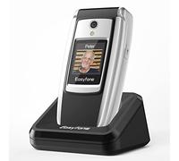 Easyfone T300 4G SIM-Free Flip Mobile Phone for Seniors, 2.4'' HD Display, Big Buttons & Big Fonts, Clear Sound, SOS Button, 1500mAh Battery with Charging Dock (Black)