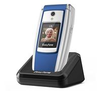 Easyfone T300 4G SIM-Free Flip Mobile Phone for Seniors, 2.4'' HD Display, Big Fonts & Buttons, Clear Sound, SOS Button, 1500mAh Battery with a Charging Dock (Blue)