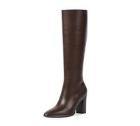 Easyfox Knee High Boots for Women Pointed Toe Chunky Heel Tall Boots, Chocolate, 6 UK