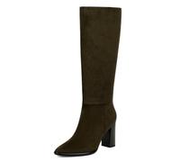 Easyfox Knee High Boots for Women Pointed Toe Chunky Heel Tall Boots, Green, 6 UK