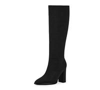Easyfox Knee High Boots Women Pointed Toe Chunky Heel Fall Tall Boots Side Zipper Faux Leather Long Boots for Women, Black Suede, 8 UK