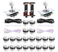 Easyget New Updated 2-Player LED DIY Arcade Kit 2X Zero Delay USB Encoder + 2X Joystick + 20x LED Arcade Buttons for PC, Windows, MAME, Raspberry Pi Arcade DIY (2-Player, White Kit)