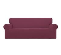 EasyGoing Stretch Sofa Cover 1 Piece Furniture Protector Soft Elastic Bottom for Kids Polyester Spandex Jacquard Fabric Fine Checkered Ash Rose Plum