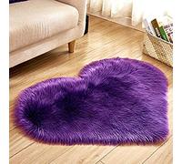 Easygou Fluffy Area Rugs,Heart Shaped Faux Sheepskin Fur Area Rugs for Home Floor Mat Plush, Fuzzy Carpet Rugs (Purple,15.7x19.7/40 * 50cm)