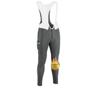 EASYINPRO Men's Fleece Cargo Cycling Bib Pants 4D Pad, Zipper Opening Front Thermal Bike Tights Long Legging for Cold Weather, Gray, X-Large