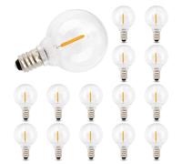 EASYIVY 15-Pack G40 LED Bulbs Outdoor 1W, G40 Replacement Globe Bulbs E12 Outdoor String Lights IP44 Waterproof 220V-240V Shatterproof for Patio Garden Party Wedding Decoration, Warm White 2200K