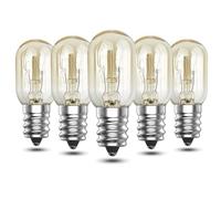 EASYIVY 15W E14 Salt Lamp Bulbs, 230V SES Pygmy Bulb Small Edison Screw Oven Bulb Up to 300°C Dimmable T20 Appliance Light 2700K for Himalayan Salt Lamp, Fridge, Sewing Machine, Wax Burner, 5-Pack
