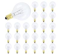 EASYIVY 25-Pack G40 Replacement Bulbs, 7W G40 Globe Bulbs E12 Outdoor String Lights 230V, IP44 Water Resistance Warm White 2200K for Indoor Outdoor Patio Garden Home Party Wedding Decoration