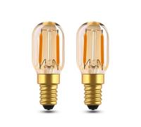 EASYIVY E14 LED Night Light Bulb 1W, Amber Glass SES Small Edison Screw Vintage LED Filament Bulb 10W-15W Equivalent, Ultra Warm White 2200K T22 Mini Tubular Bulb, Non-Dimmable, 2-Pack