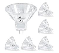 EASYIVY MR11 GU4 Halogen Bulb 12V 10W Dimmable, GU4 Bi-Pin Base Spotlight Bulbs Glass Cover 35mm Diameter, Warm White 2700K MR11 Mini Reflector Light Bulb for Recessed Light, Landscape Light, 6-Pack