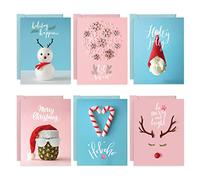 Easykart Christmas Greeting Cards | 24 cards - 6 Assorted Designs of 4 PCs with High Gloss Spot UV | 7.25 x 5.5 Inch Merry Christmas Cards with Seal Stickers For Friends, Family and loved Ones