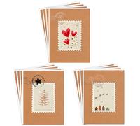 easykart labels 12 Christmas Greeting Cards with Foiling on Kraft Paper with Envelopes, 6.75 x 4.5 Inch Merry Christmas Cards with Seal Stickers for Friends, Family and Loved Ones (1 Pack)