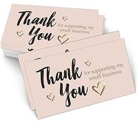 easykart Labels 120 Thank You for Supporting My Small Business Cards, Gold Foil Business Card Size 3.5" x2", Thank You Cards for Online Retail Shop, Small Business, Customer Package Inserts