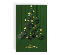 easykart labels 16 Christmas Greeting Cards with Gold Foiling & Embossing with Envelopes, Dark Green - 6.75 x 4.5 Inch Merry Christmas Cards with Seal Stickers