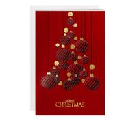 easykart labels 16 Christmas Greeting Cards with Gold Foiling & Embossing with Envelopes, Dark Red Colour, 6.75 x 4.5 Inch Merry Christmas Cards with Seal Stickers For Friends, Family and loved Ones