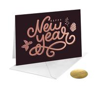 easykart labels 18 Happy New Year Cards with Envelopes, Rose Gold Foiling & Embossing | 7.25 x 5.5 Inch New Year Wishes Cards