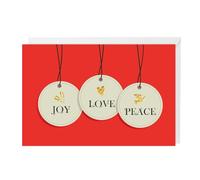 easykart labels 18 Joy Love & Peace Christmas Greeting Cards with Envelopes & Sealing Stickers, 3D Foiling Effect, 6.75" x 4.5" For Friends, Family and loved Ones