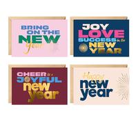 easykart labels 20 Happy New Year Cards Boxed Set with Envelopes and Gold Seal Stickers - 6.75" x 4.5" Assorted New Years Greeting Card Set 2024 with Messages Inside