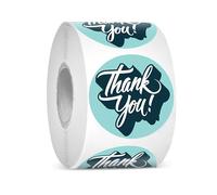 easykart labels 500 Blue Color Thank You Sticker Label 1.5" Round for Appreciation, Wedding Favors, Birthdays, Baby Shower and Small Business Owners (1 Roll)