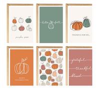 easykart labels Pack of 18 in 6 Patterns Happy Thanksgiving Day Greeting Cards 6.75" x 4.5" With Envelop For Family Friends Kids Adults Clients Teachers Customers