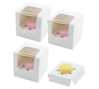 EASYKEENECOM 20PCS White Cupcake Boxes, 9x9x9cm Individual Cupcake Containers Pre-Assembled Containers with Window and Inserts for Wedding Baby Shower Mothers Day Birthday Gifting