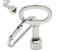 EASYKEENECOM Meter Box Key, Gas Box Key, Metal Triangular Key,Silver Triangle Socket Spanner Key with a Keychain for Gas Water Electric Meter Box Cabinet
