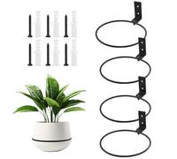 EASYKEENECOM Wall Plant Pot Holder,Wall Planters for Indoor Plants, Foldable Heavy Duty Metal Wall Mounted Flower Pot Ring Holder Plant Hanging Bracket for Home or Garden (4 Pack)