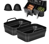 Easyki 2pack Silicone Air Fryer Liners for Ninja Air Fryer Dual, Ninja Air Fryer Accessories, Reusable Air Fryer Silicone Liner for Ninja DZ201 DZ401 Tower T17088