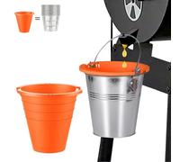 Easyki Drip Tray Grease Bucket and 2pcs Reusable siliconel Liners for Oklahoma Joe's, Traeger, Pit-Boss, Z Grill, Camp Chef, Grill Grease Bucket Fits Most Offset Smokers（Silver+Orange）