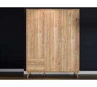 EasyKlix Harllson 3 Door + 2 Drawer Hinged Wardrobe H: 201.5 X W: 154.2 X L: 52.2 cm Oak