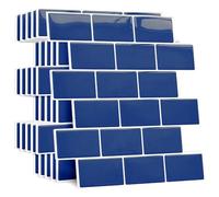 Easylife 3D Stick-On Wall Tile (Pack of 10) Blue Self-Adhesive Tile Stickers, Easy Install Stick On Tiles, Rental Friendly Kitchen and Bathroom Tile Stickers - Fully Guaranteed