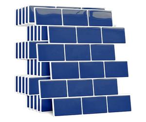 Easylife 3D Stick-On Wall Tile (Pack of 10) Blue Self-Adhesive Tile Stickers, Easy Install Stick On Tiles, Rental Friendly Kitchen and Bathroom Tile Stickers - Fully Guaranteed