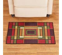 Easylife Colour Block Skid Resistant Accent Rug - Durable Nylon Pile with Non Slip Rubber Backing - Machine Washable Area Rug for Living Room, Dining Room, Kitchen, Bedroom and Study - 26' x 45'