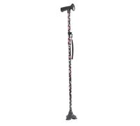Easylife Comfi Grip Folding Walking Stick - Lightweight Aluminium Cane with Ergonomic Handle - Adjustable 82-94cm - Non Slip Tripod Feet, Floral