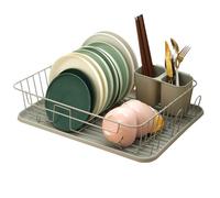 Easylife Compact Single Tier Dish Drainer Rack (L43 x W31 x H11cm). Durable Steel Dish Drying Rack, Dish Drainer Rack with Drip Tray, Sink Drainer Rack with Cutlery Basket - Fully Guaranteed