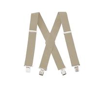 Easylife Extra Wide Braces - Adjustable X Back Trouser Braces with 5cm Elastic Straps and Heavy Duty Claw Clips - Beige, Size 7